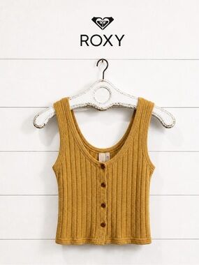 ROXY Yellow Ribbed Knit Tank Top XS